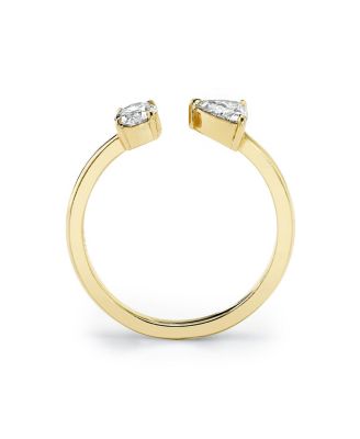 Mixed Lab-Grown Diamond Cuff Ring in 14K Yellow Gold, .50ctw Oval &amp; Trillion Lab Grown Diamonds