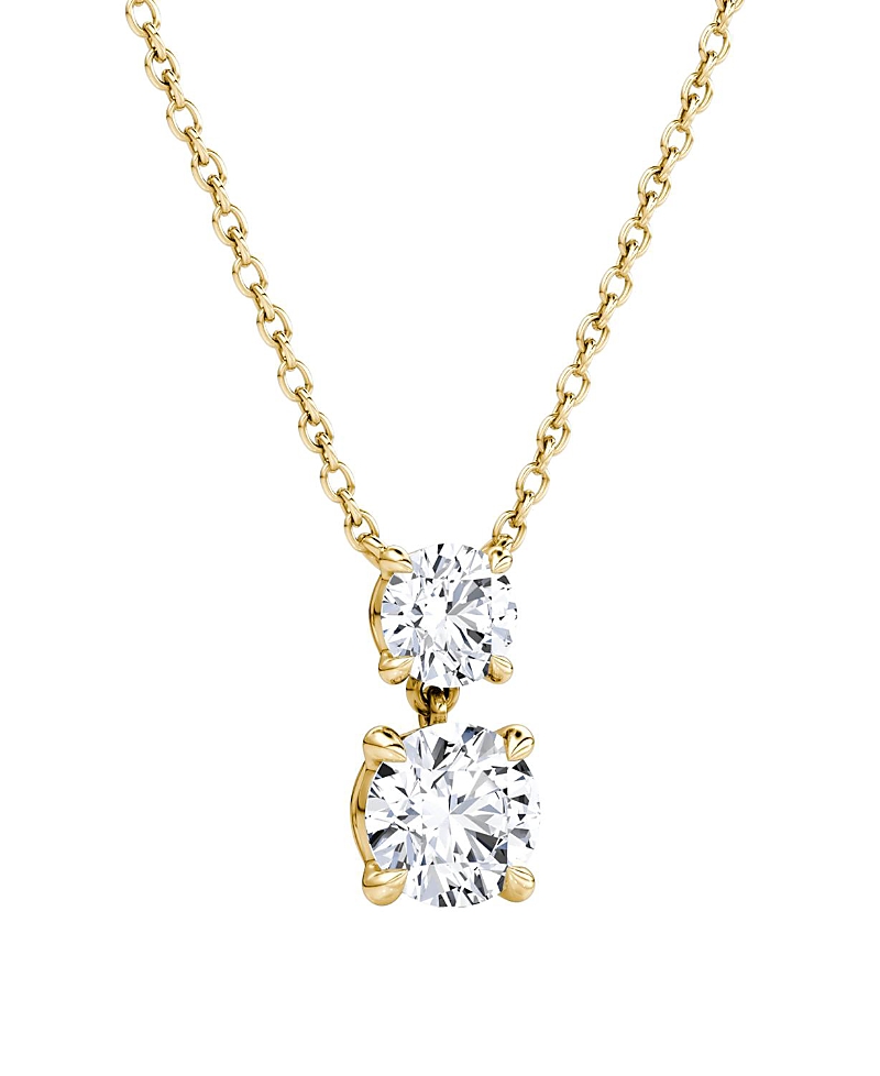 Vrai Signature Duo Drop Necklace In 14k White Gold, 1.5ctw Round Brilliant Lab Grown Diamonds In K Yellow Gold