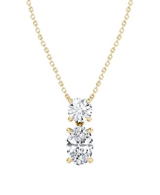 VRAI - Signature Duo Drop Necklace in 14K White Gold, 3.0ctw Round Brilliant & Oval Lab Grown Diamonds