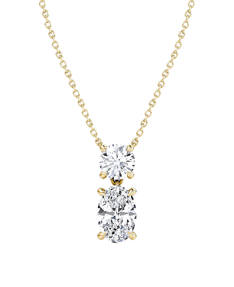Vrai Signature Duo Drop Necklace In 14k White Gold, 3.0ctw Round Brilliant & Oval Lab Grown Diamonds In K Yellow Gold