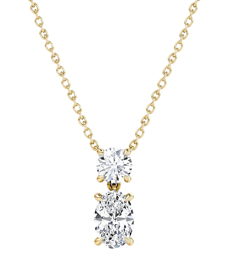 Vrai Signature Duo Drop Necklace In 14k Yellow Gold, 1.5ctw Round Brilliant & Oval Lab Grown Diamonds In K Yellow Gold