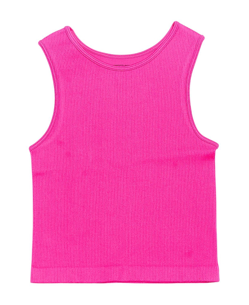 Malibu Sugar Girls' Ribbed Crop Sports Tank Top - Big Kid In Fall Fuchsia
