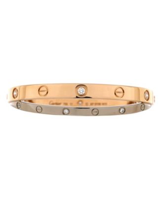 Pre-Owned Cartier Double Love Bracelet 18K Rose Gold with 18K White Gold with Diamonds