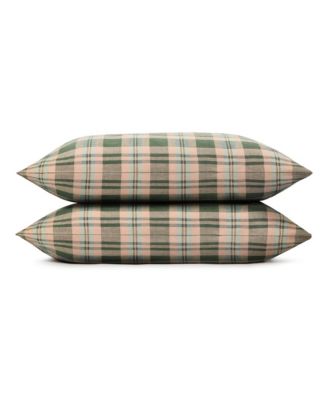 Piglet in Bed Dallington Plaid Linen Blend Pillowcase Pair, Standard