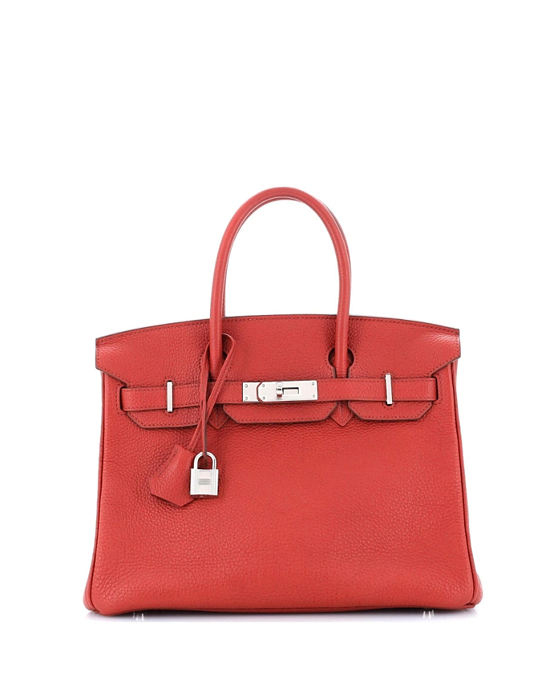 Pre-Owned Hermes Birkin 30 Handbag Red Togo with Palladium Hardware