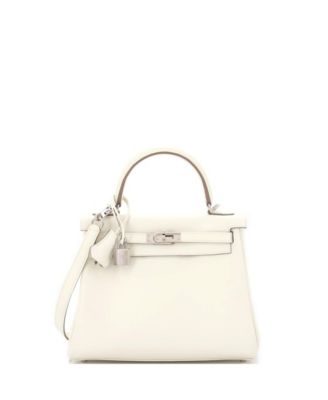 Pre-Owned Hermes Kelly 25 Handbag Light Swift with Palladium Hardware