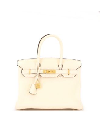 Pre-Owned Hermes Birkin 30 Handbag Light Clemence with Gold Hardware