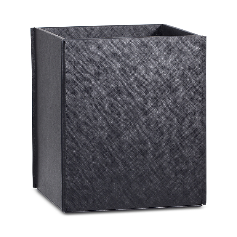 Labrazel Piega Leather Waste Basket In Black