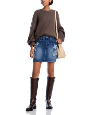 Embroidered Denim Skirt