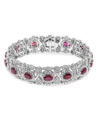 Bloomingdale's Fine Collection - Ruby & Diamond Bracelet in 14K White Gold