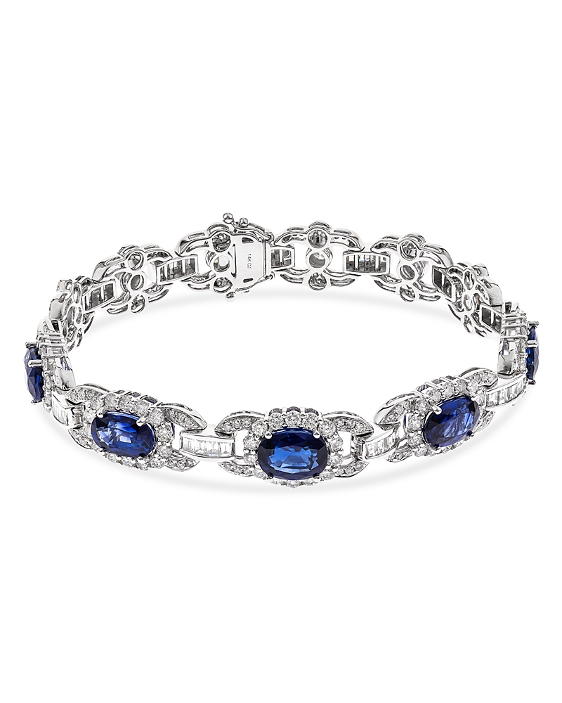 Bloomingdale's Fine Collection Bloomingdale's Sapphire & Diamond Statement Bracelet In 18k White Gold In Blue/white