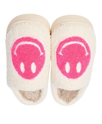Girls' Plush Happy Face Slippers - Little Kid