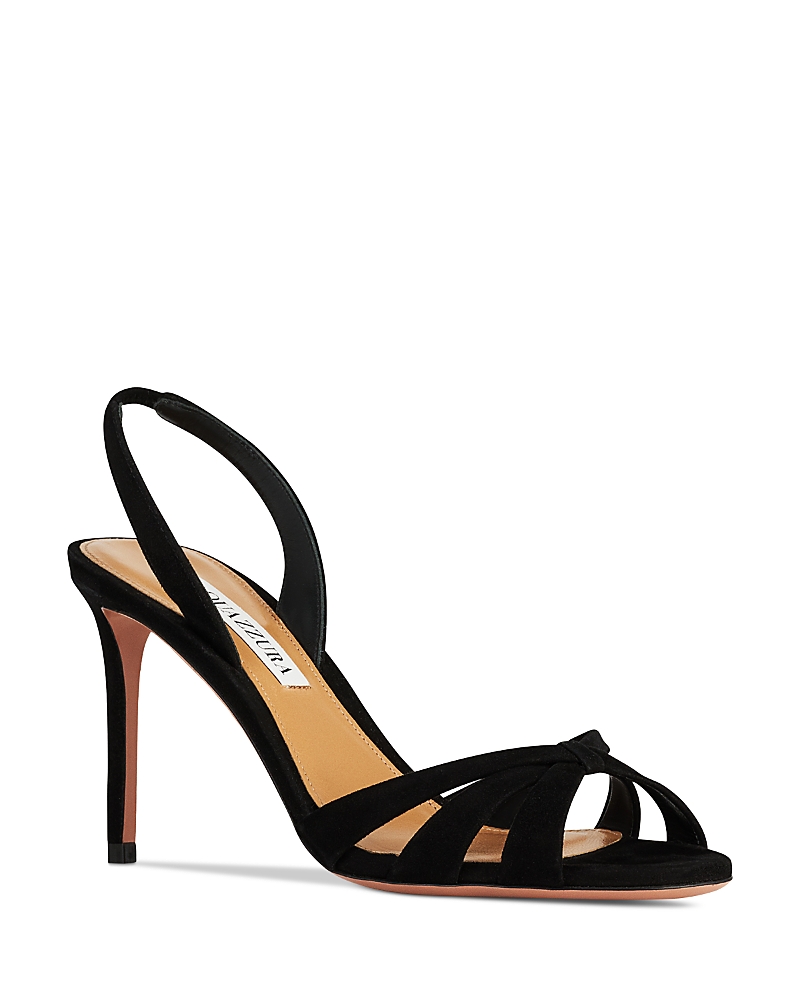 Aquazzura Wild Dream 105 Black Velvet Sandals In Black