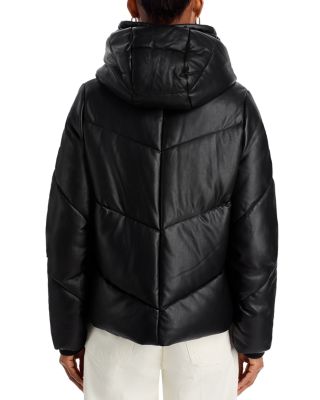 Faux Leather Puffer Jacket