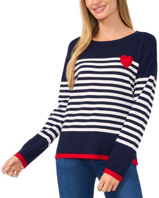 CeCe - Sailor Stripe Heart Graphic Sweater