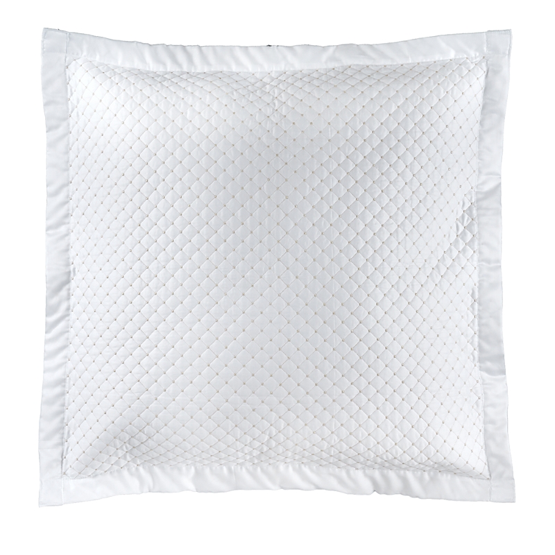 Dea Luxury Linens Dea Palm Beach Vicky Quilted Sateen Euro Sham In White/silver