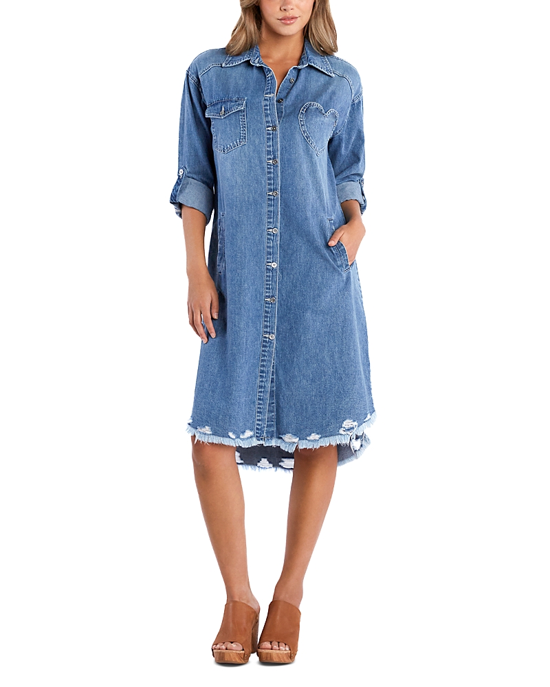 BILLY T HEART POCKET DENIM SHIRT DRESS