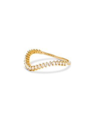 9K Yellow Gold Grey Diamond Mini Wave Ring, 0.22 tcw