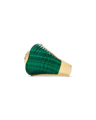 9K Yellow Gold Malachite & White Topaz Maxi Ring