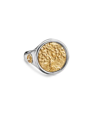 Men's Life & Death Duality Signet Ring in Sterling Silver with 18K Yellow Gold