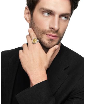 Men's Life & Death Duality Signet Ring in Sterling Silver with 18K Yellow Gold