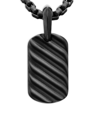 Men's Sculpted Cable Tag in Black Titanium, 21mm