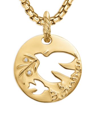 18K Yellow DY Elements&reg; Diamond Accent Dove Cut Out Pendant