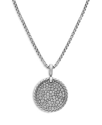 Sterling Silver Elements&reg; Diamond Pav&eacute; Disc Pendant