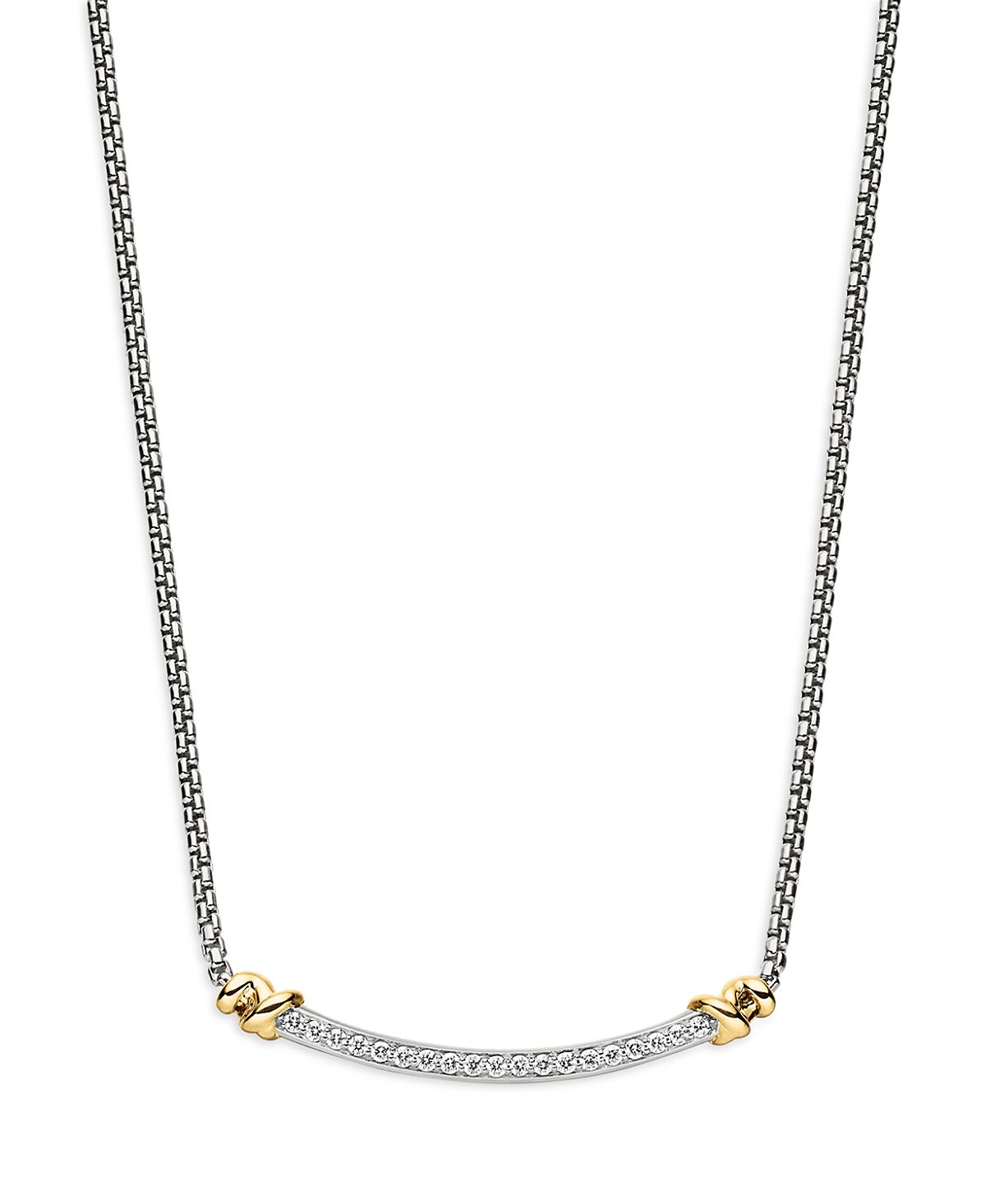 David Yurman Sterling Silver Petite Helena Station Necklace with 18K Yellow Gold & Diamonds
