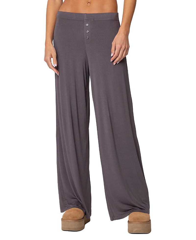 Edikted Kait Low Rise Wide Leg Pants In Gray
