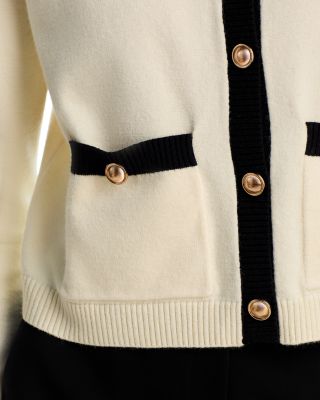 Contrast Border Button Front Cardigan