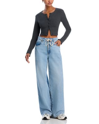 Drawstring Wide Leg Jeans in Feeling Good