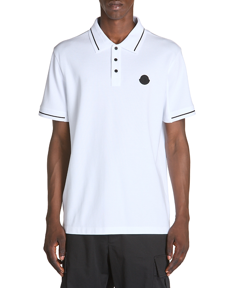 Moncler Logo-patch Cotton Polo Shirt In White