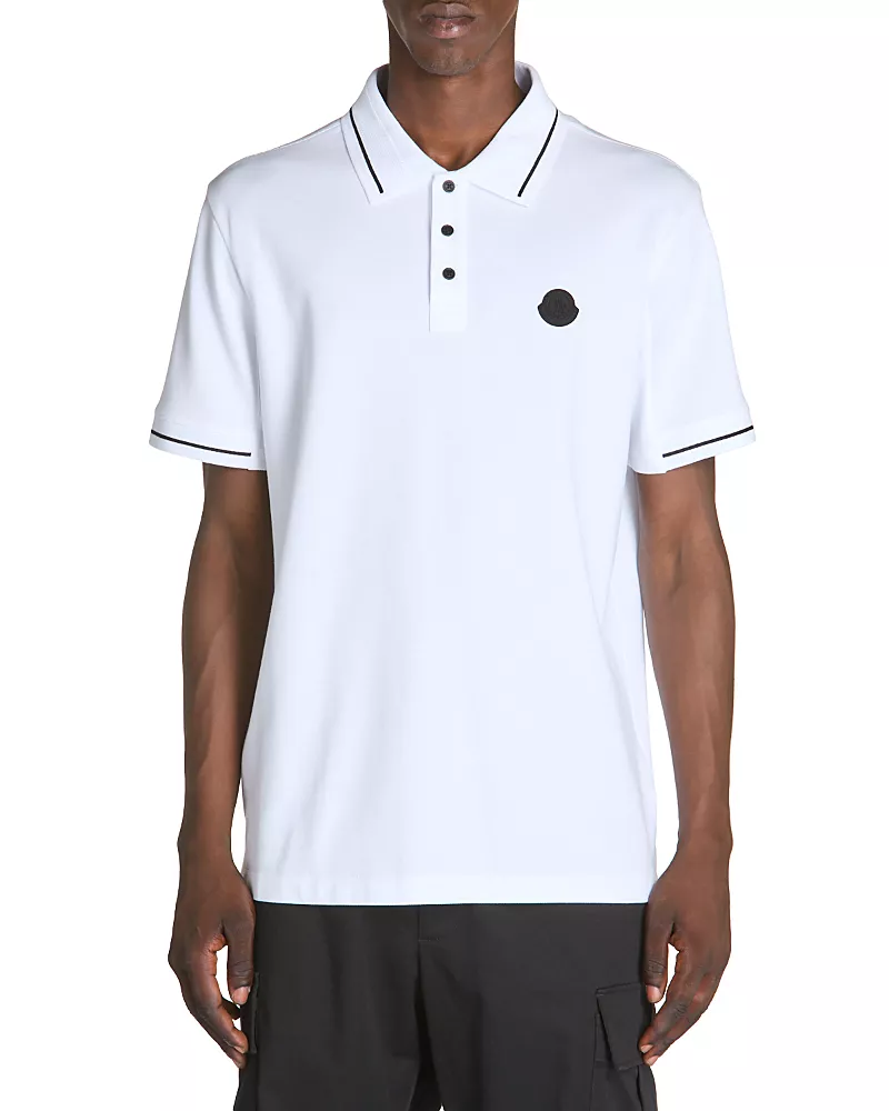 Moncler Cotton Logo Patch Tipped Polo Shirt