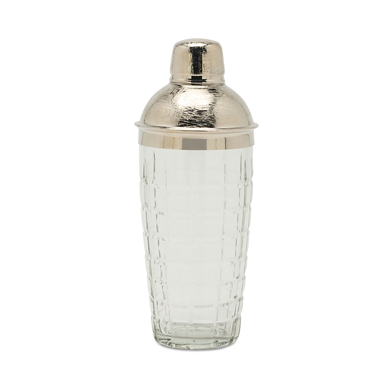 Blue Pheasant Sevasti Shiny Nickle Square Etched Cocktail Shaker