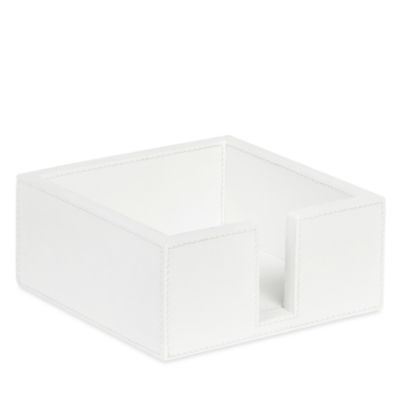 Brisbane Bright White Marine Faux Leather Cocktail Napkin Tray, Set of 2