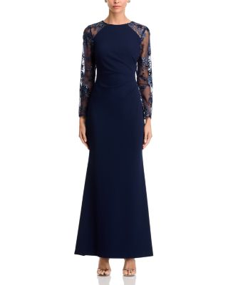 Eliza J Raglan Sleeve Mixed Media Gown | Bloomingdale's