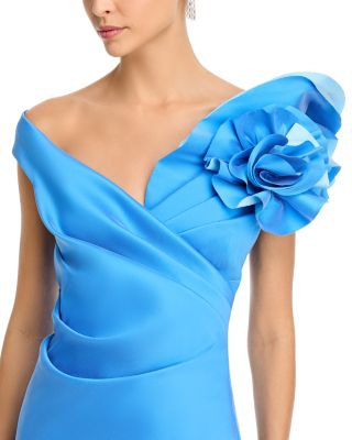 Stretch Gazar Side Drape Gown 