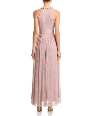 Shimmering Cutout Halter Gown