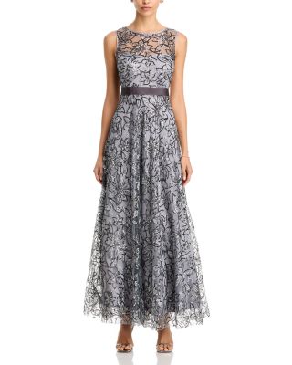 Sleeveless Boat Neck Ball Gown