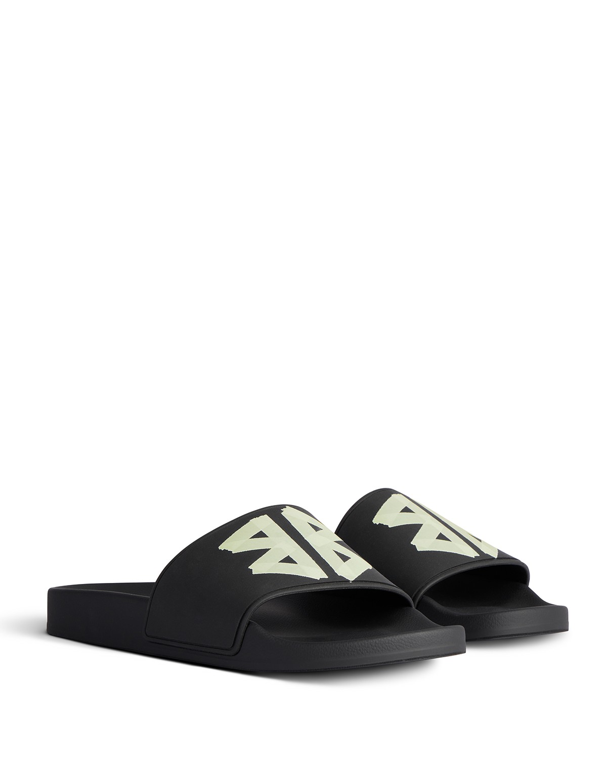 Balenciaga Men's Rubber Slide Sandals in Noir Multi