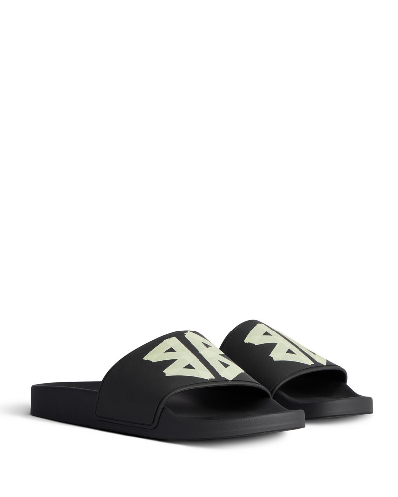 Balenciaga Men's Rubber Slide Sandals in Noir Multi