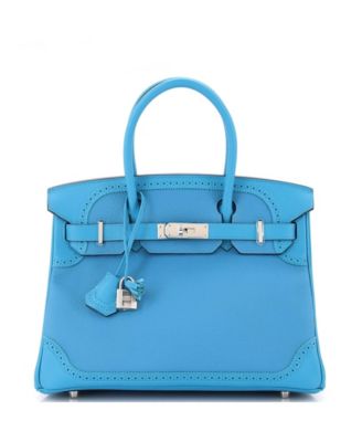 Pre-Owned HERMÈS - Birkin 30 Handbag Blue Togo and Swift with Palladium Hardware