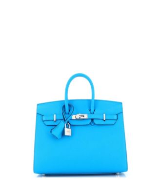 Pre-Owned Hermes Birkin 25 Handbag Blue Epsom with Palladium Hardware