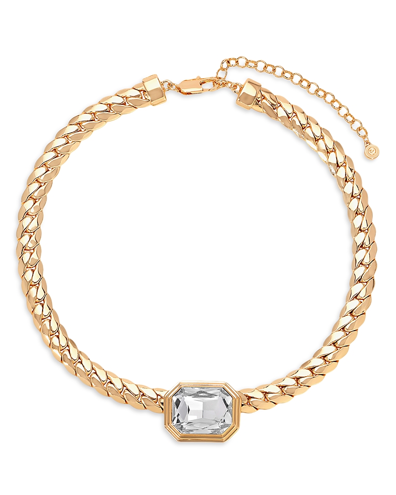 Ettika Deco Crystal Statement Cuban Chain Necklace In Gold