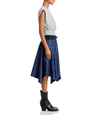 Sleeveless French Terry and Denim Dress