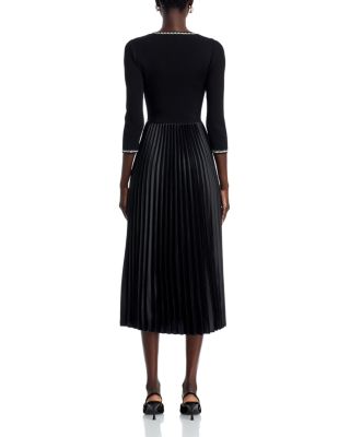 Mave 3/4 Sleeve Mixed Media Midi Dress