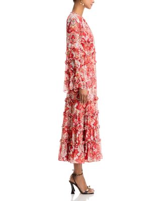 Damask Sunnina Ruffled Tiered Midi Dress