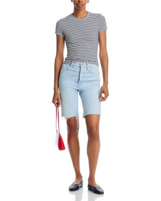 Rider High Rise Denim Bermuda Shorts in Cowabunga