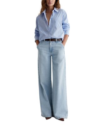 Mid Rise Low Slung Palazzo Jeans in Idol